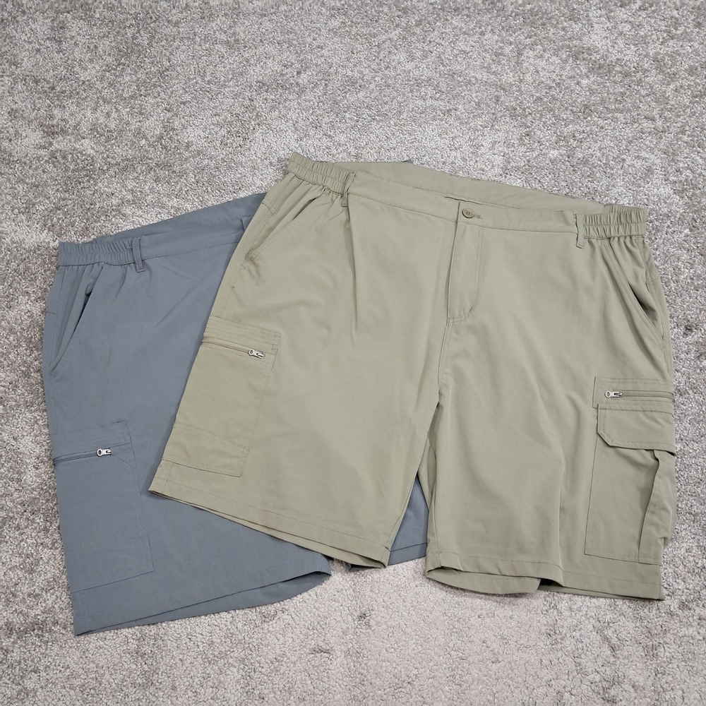 Mens Cargo Shorts Lot of 2‎ Gray Khaki Size 42 Nylon Spandex Hiking Outdoor